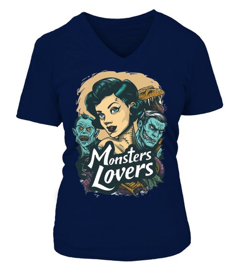 Monster Lover Vintage Halloween V-neck T-Shirt Woman
