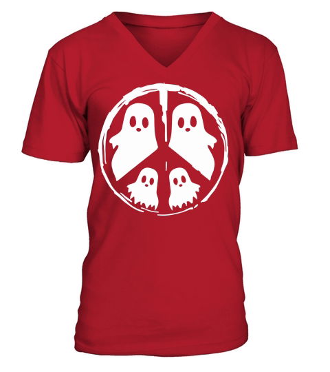 Halloween Peace Single Color V-Neck T-shirt
