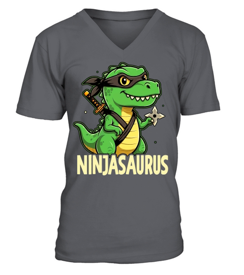 Ninjasaurus Dinosaur V-Neck T-shirt