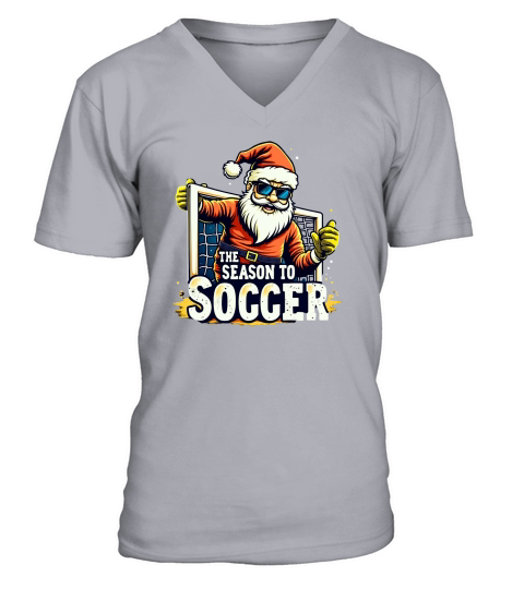 Santa Claus as Soccer Goalkeeper V-Neck T-shirt