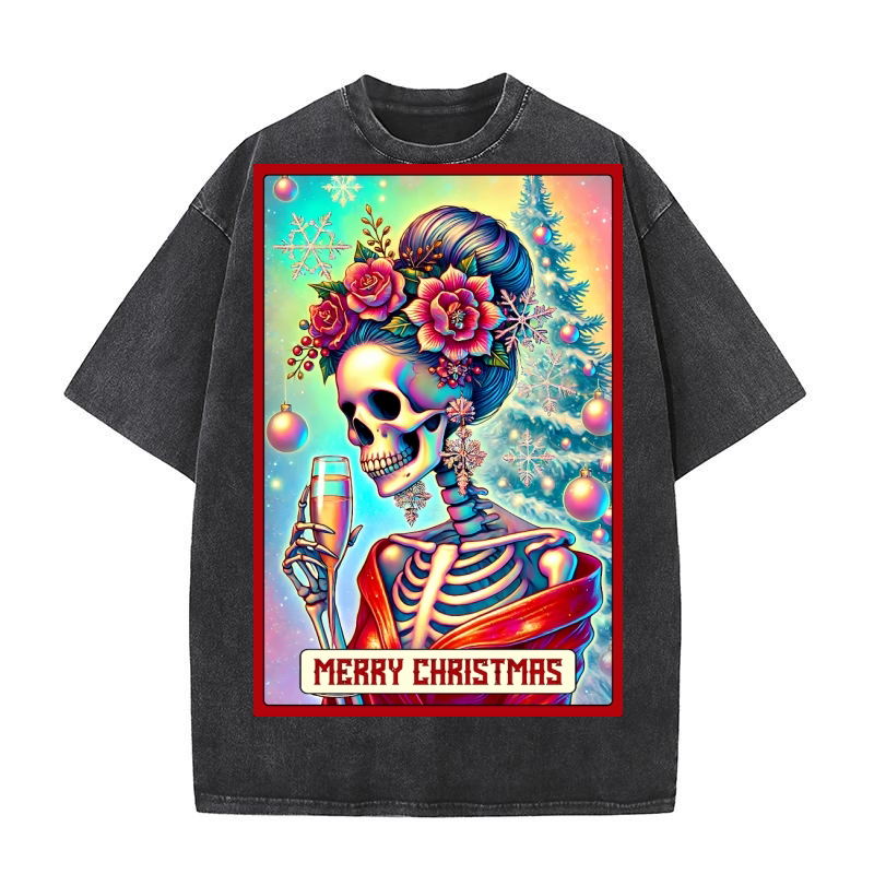 9.Christmas Skeleton Taro Cards Bundle Washed T-Shirt