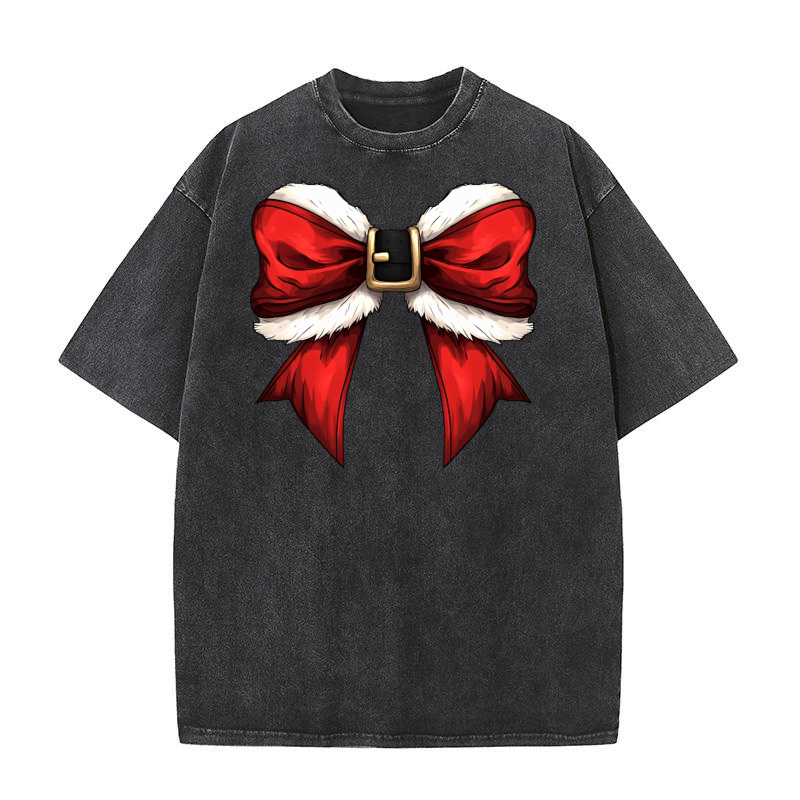 Christmas Coquette Bow 13 02 Washed T-Shirt
