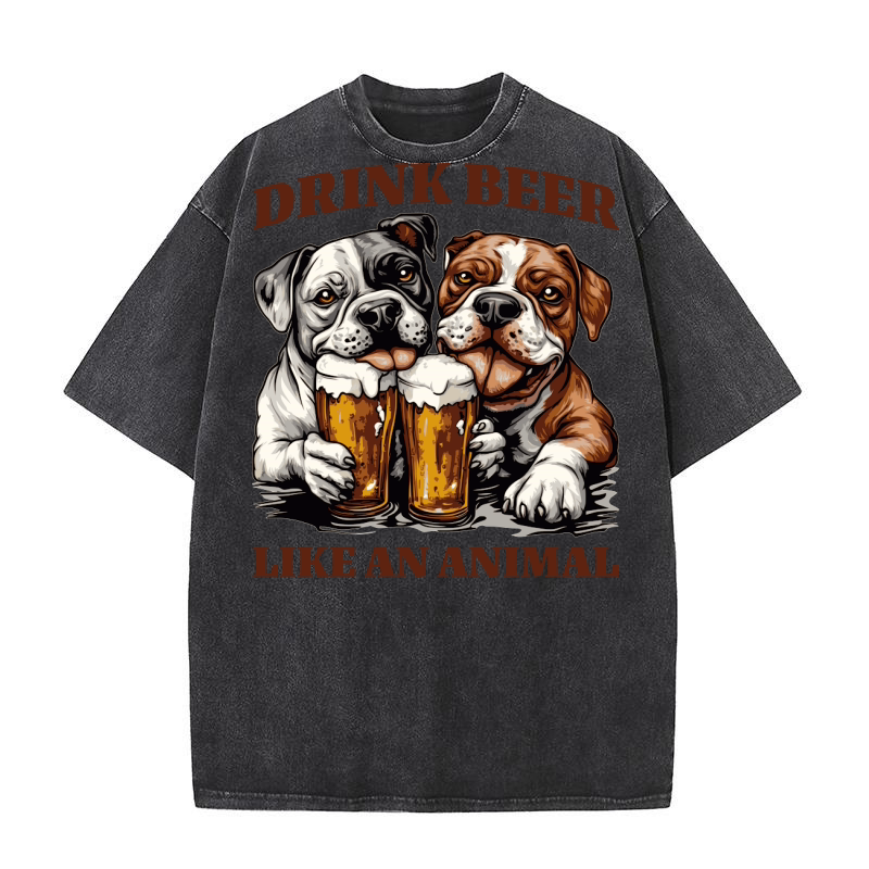 Drink Beer Like an Animal Washed T-Shirt