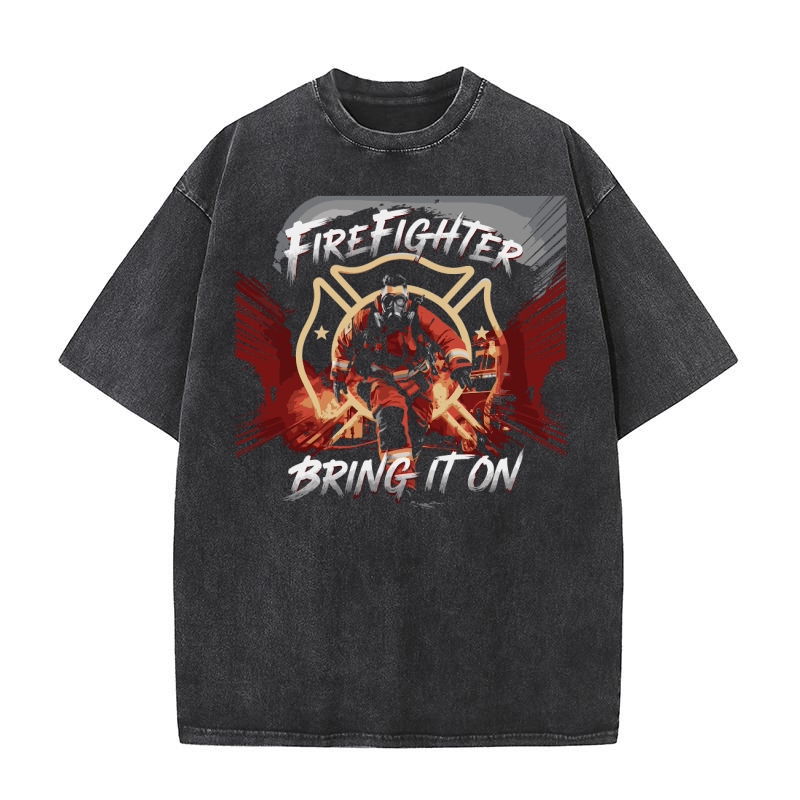 Fire fighter bring it on 2 Washed T-Shirt