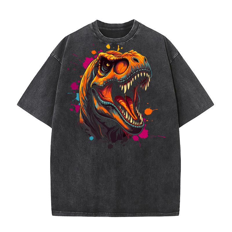 Funny Dinosaur 04 Washed T-Shirt