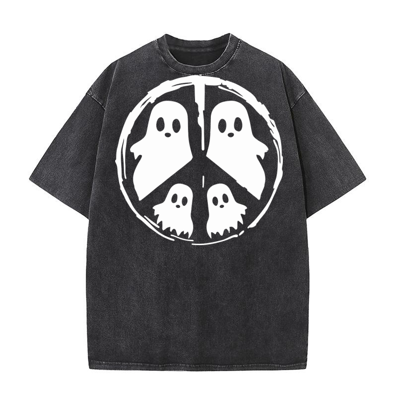 Halloween Peace Single Color Washed T-Shirt