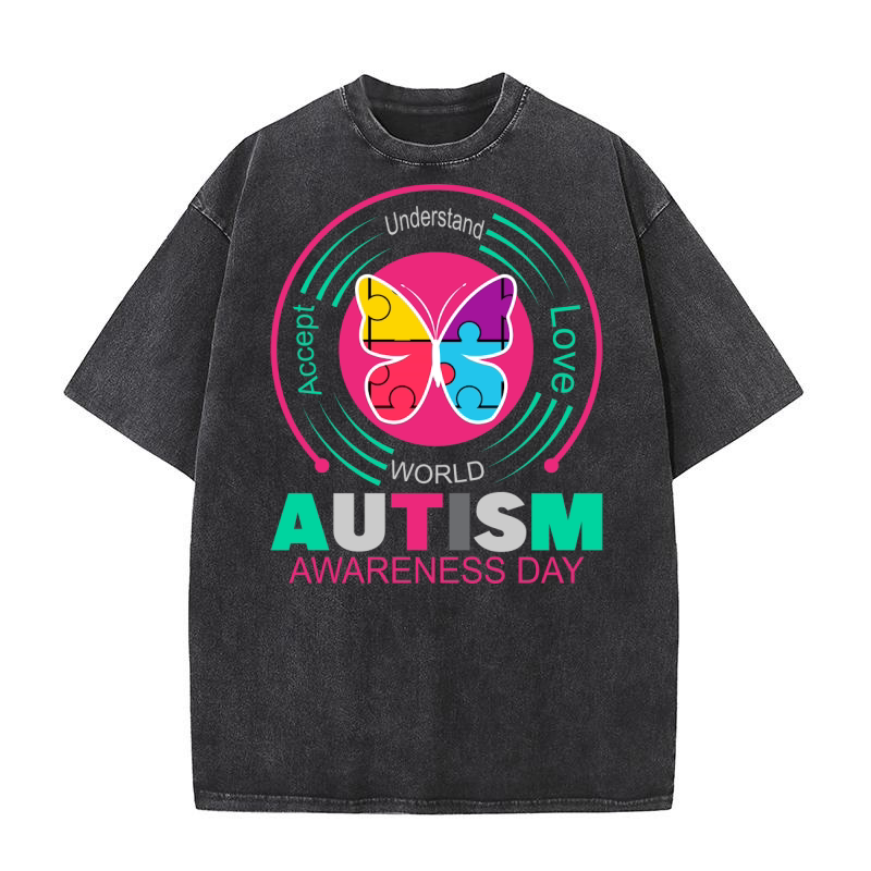 Happy Autism Awareness Day 1 Washed T-Shirt