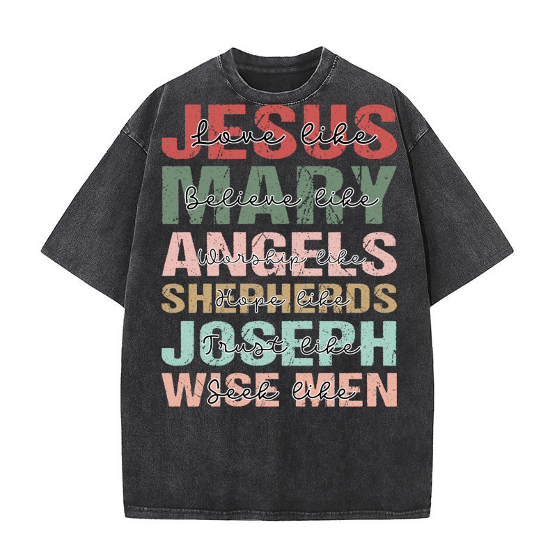 Jesus mary angels shepherds joseph wise men Washed T-Shirt