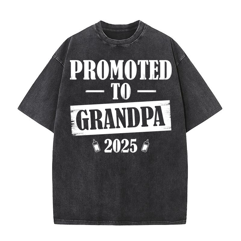 Promoted To Grandpa EST. 2025 Washed T-Shirt