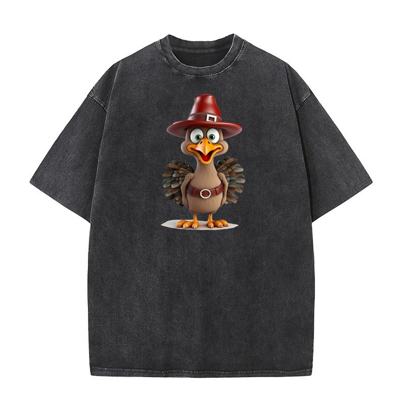 Thanksgiving Funny Turkey Washed T-Shirt