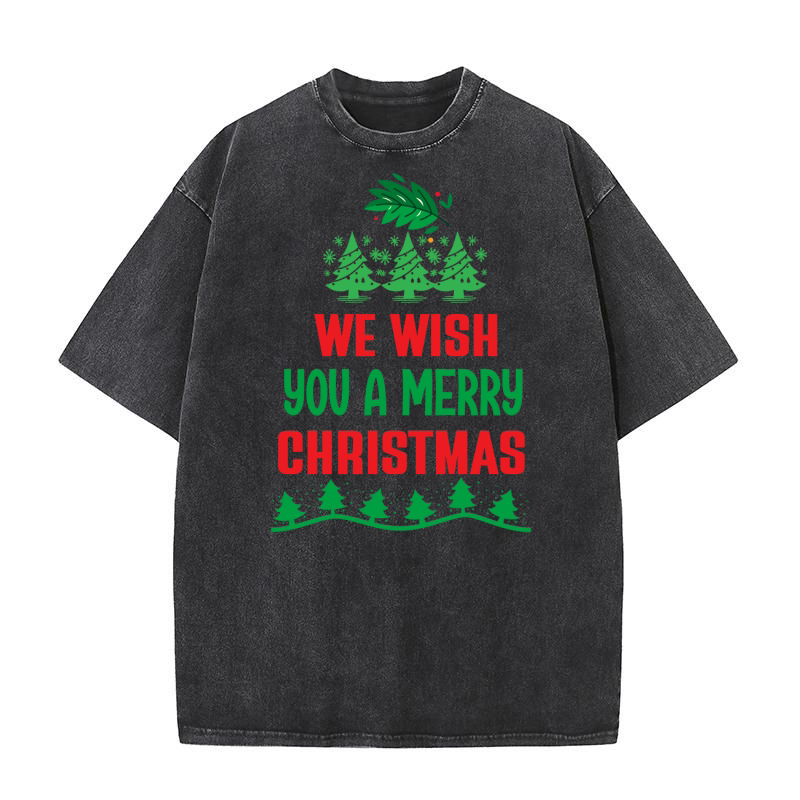 We Wish You a Merry Christmas Washed T-Shirt