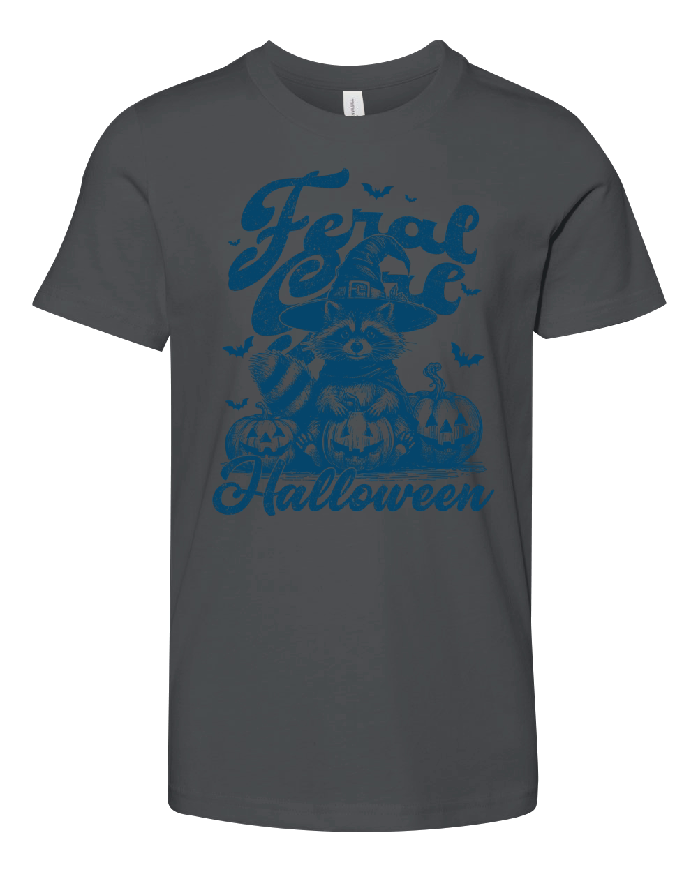 Feral Girl Halloween Raccoon L Blue Youth Unisex Jersey Tee