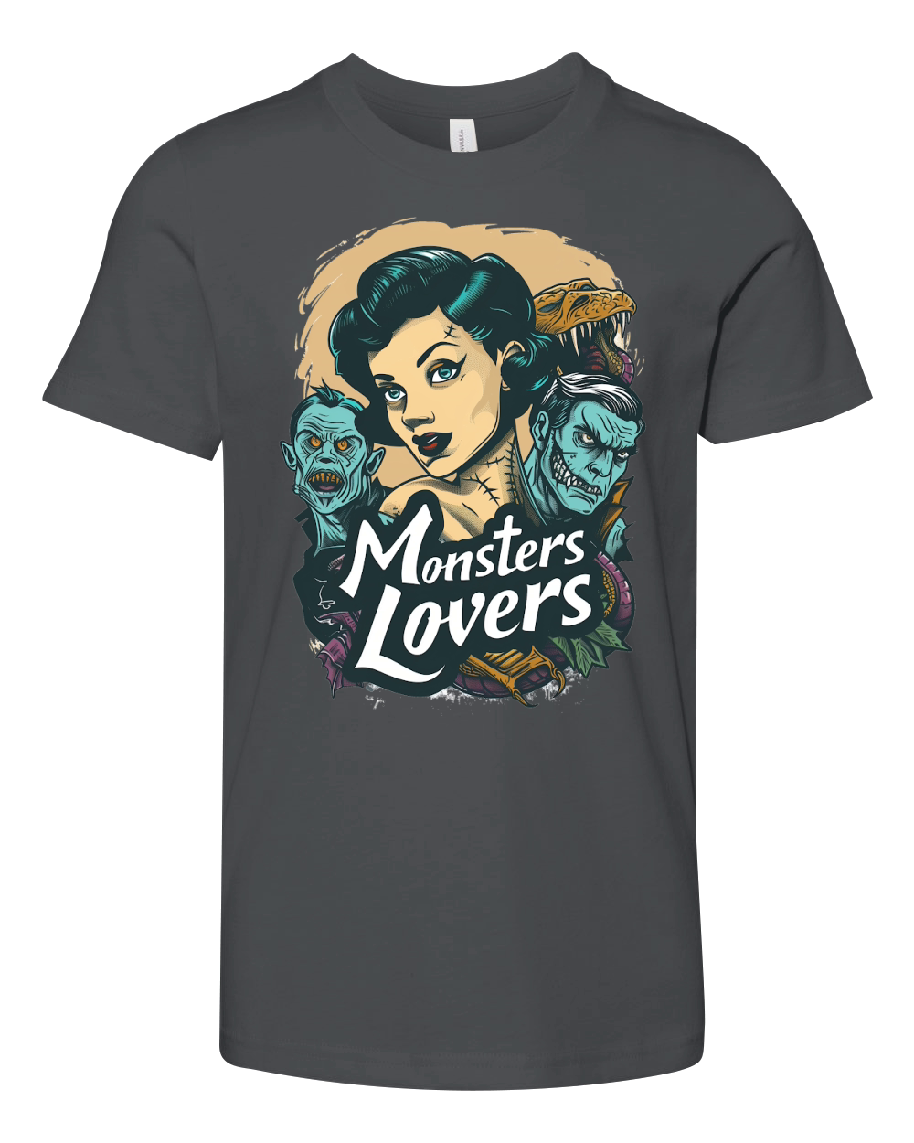 Monster Lover Vintage Halloween Youth Unisex Jersey Tee