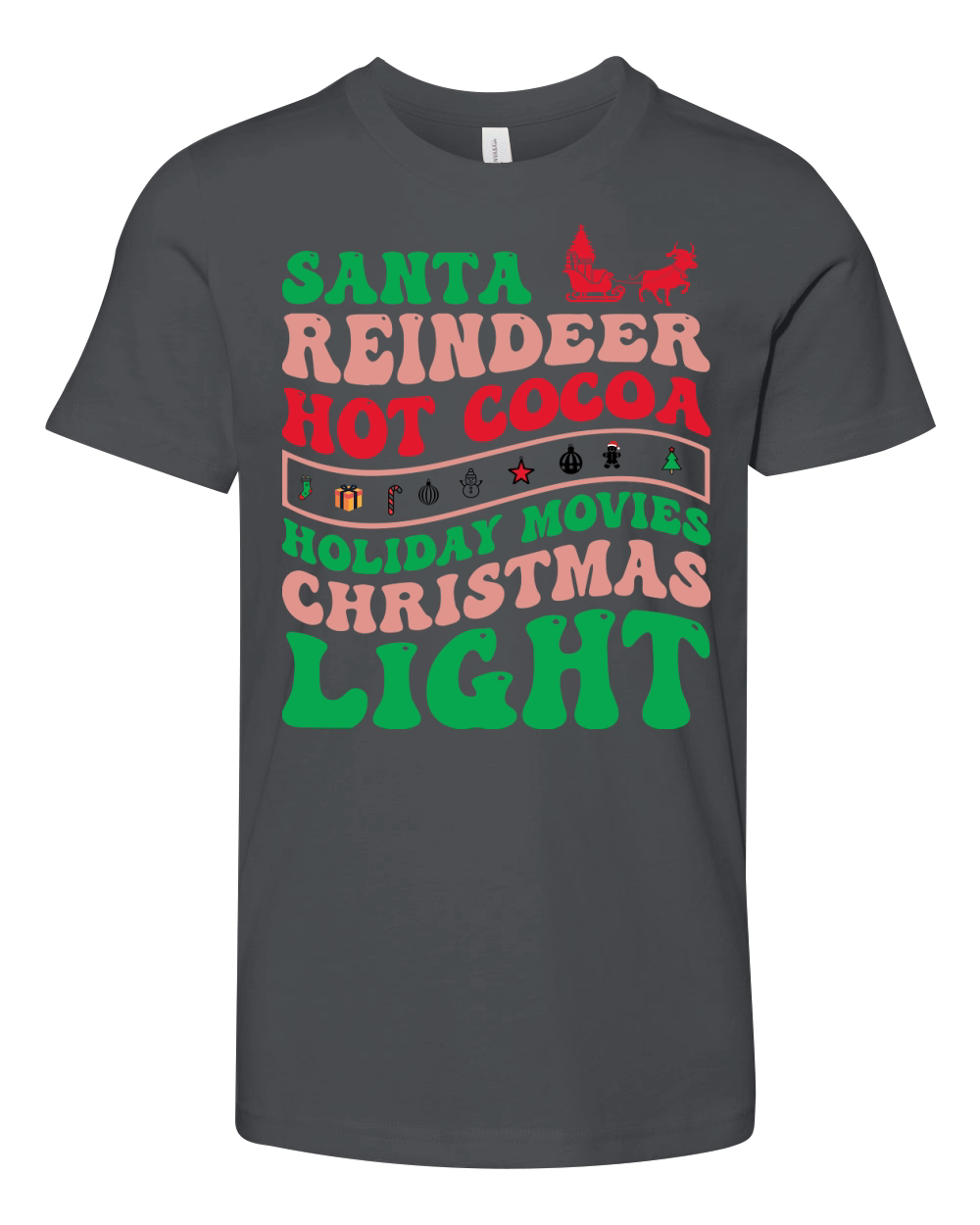 santa reindeer hot cocoa holiday movies christmas light Youth Unisex Jersey Tee