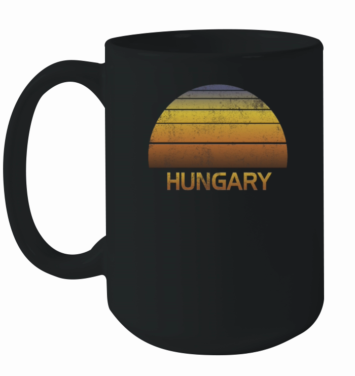 Vintage Sunset Hungary Family Vacation Souvenir Ceramic Mug