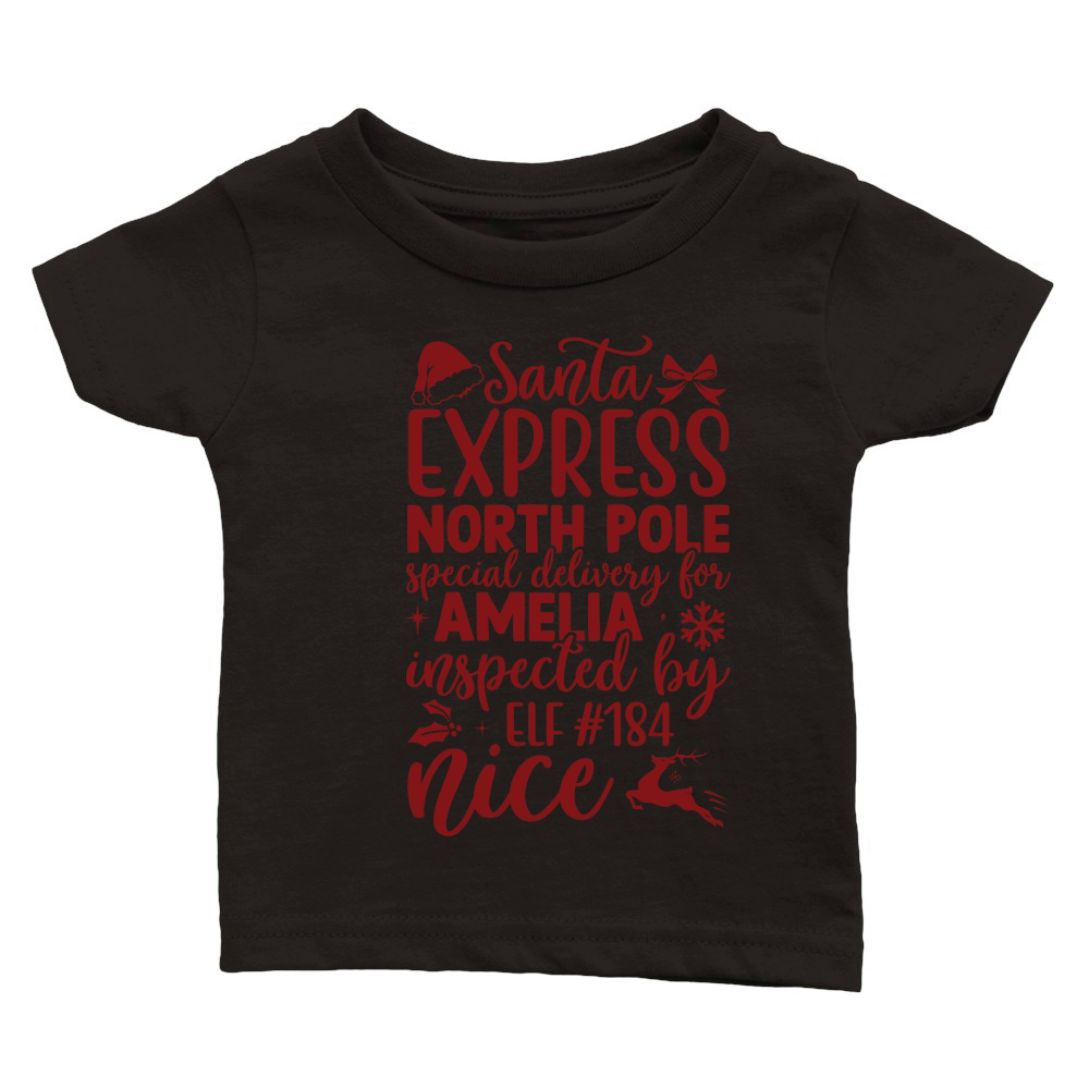 Santa express north pole special delivery for amelia Classic Baby Crewneck T-shirt