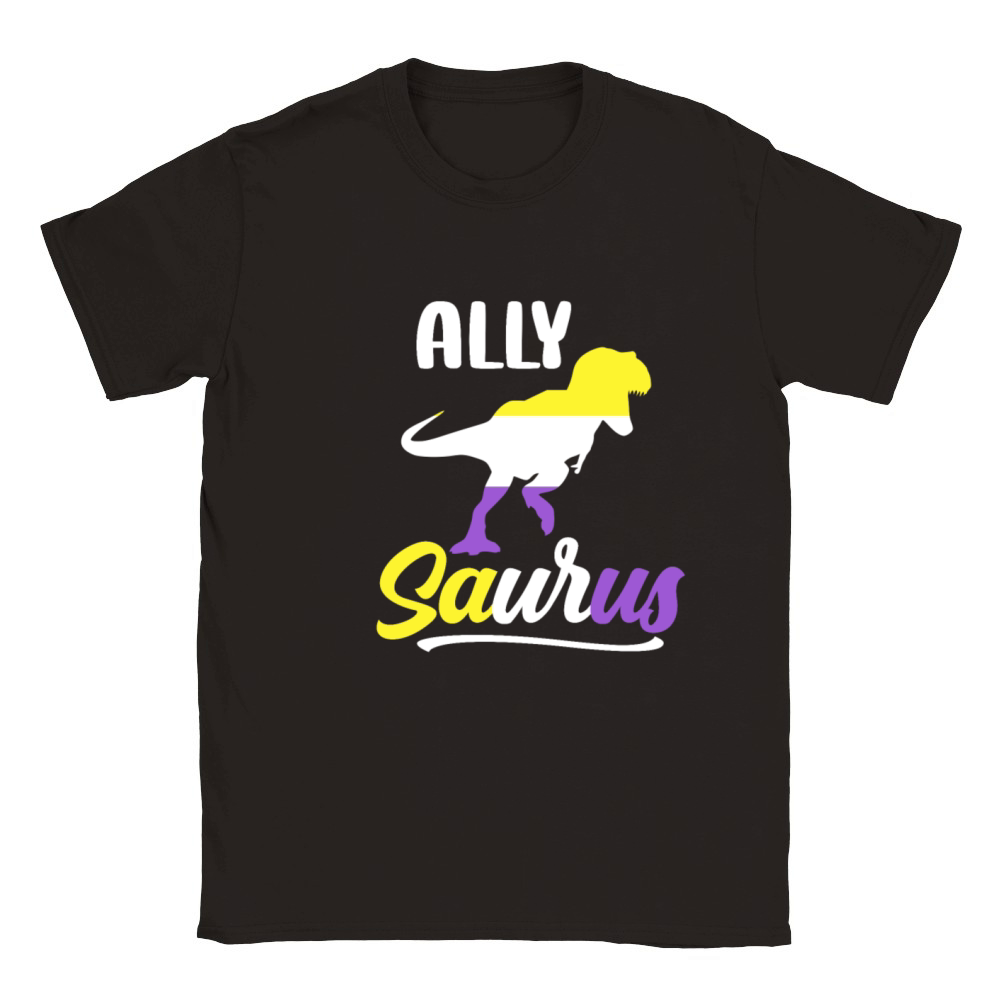 Allysaurus Nonbinary Dinosaur Ally LGBT Gay Pride Classic Kids Crewneck T-shirt