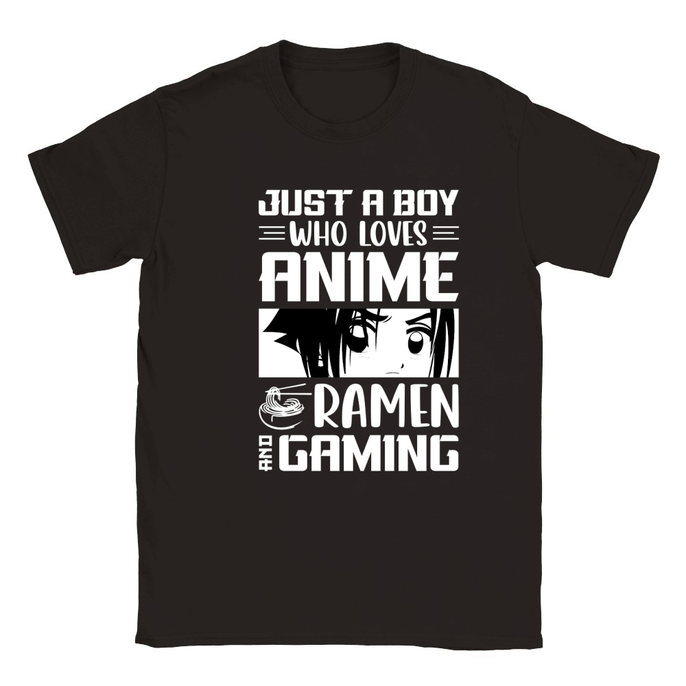 Just A Boy Who Loves Anime Ramen and Gaming (2) Classic Kids Crewneck T-shirt