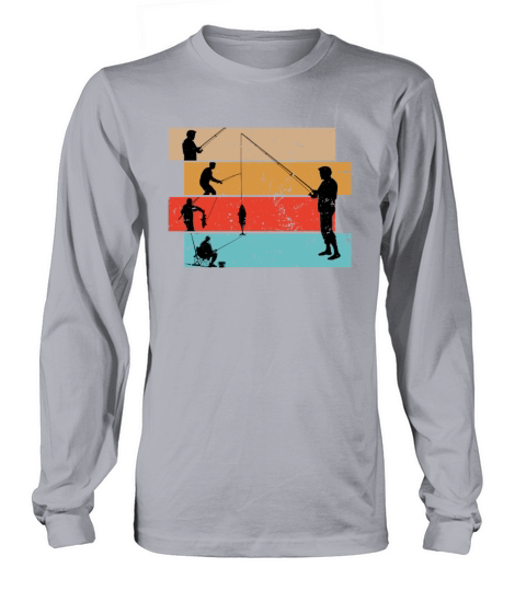 Fishing silhouette vintage Long sleeved Unisex