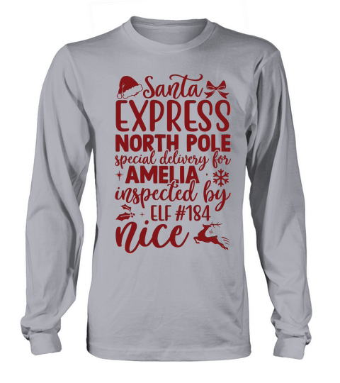 Santa express north pole special delivery for amelia Long sleeved Unisex