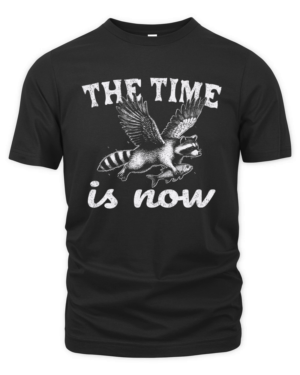 Now Is The Time Raccoon Flying D White Organic Unisex T-shirt