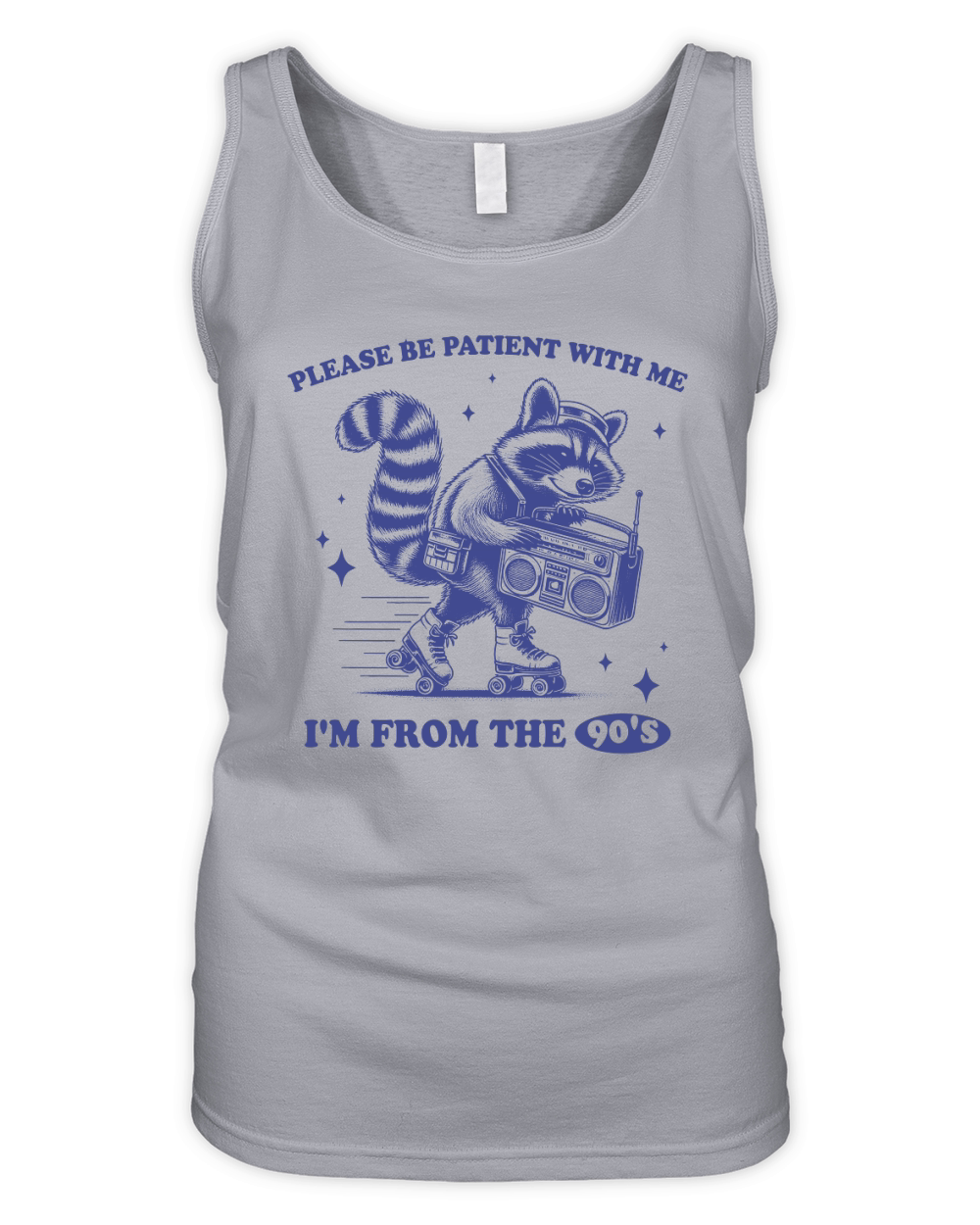 Raccoon Roller Skate Vintage Radio L vBlue Organic Women's Tank Top