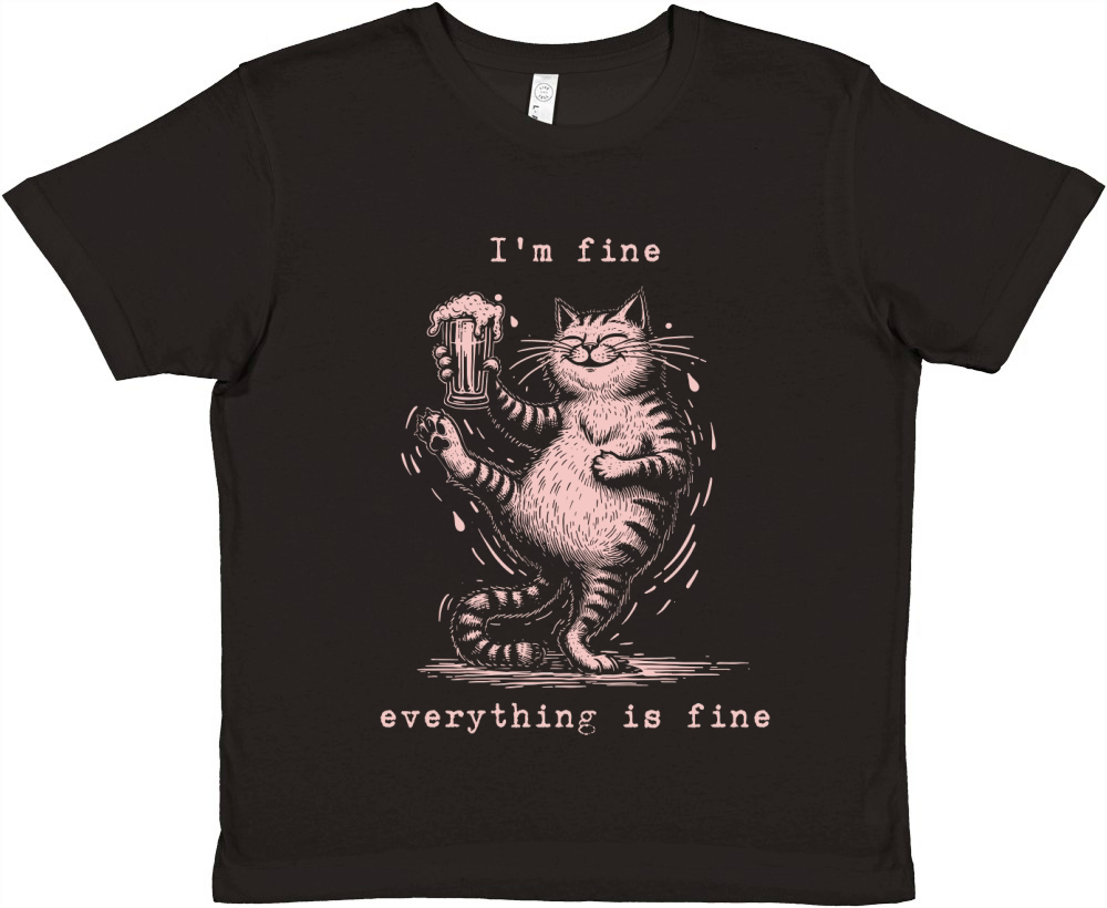 Im Fine Everything is Fine Drunker Cat D Retro Pink Premium Kids Crewneck T-shirt