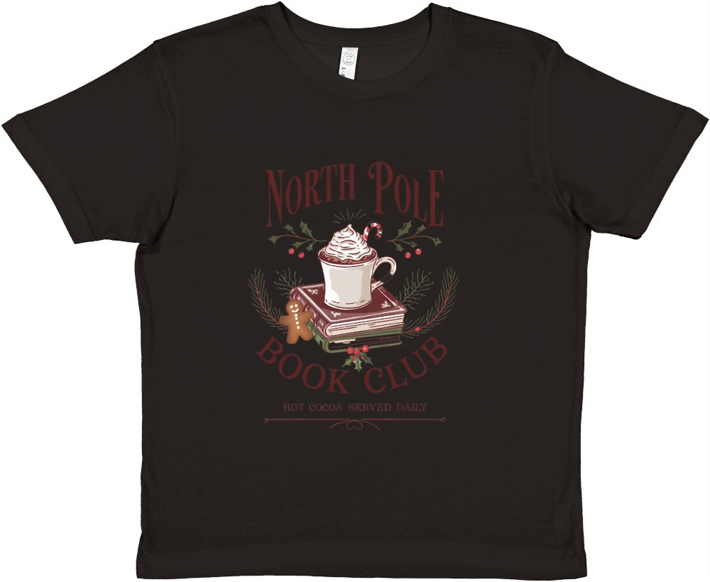 north pole book club hot cocoas served daily 2 Premium Kids Crewneck T-shirt
