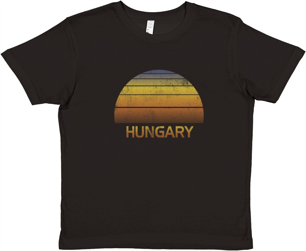 Vintage Sunset Hungary Family Vacation Souvenir Premium Kids Crewneck T-shirt