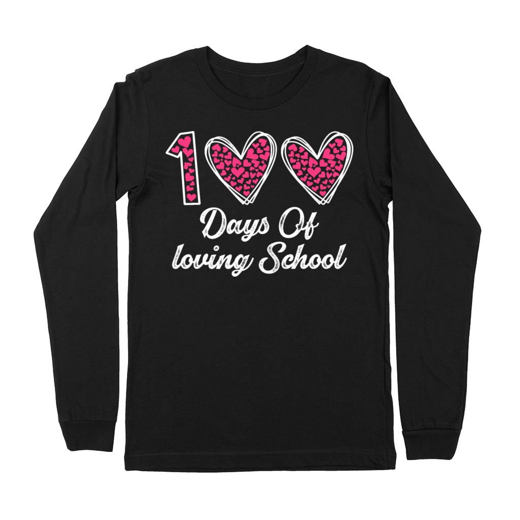 100 Days Of Loving School 100 Days Of School Heart Premium Long Sleeve