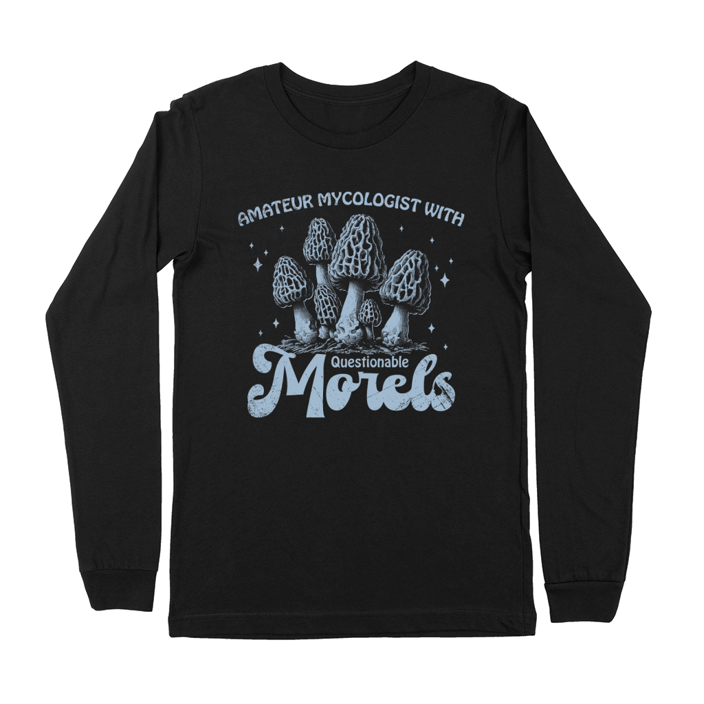 Amateur Mycologist with Morels D Grey GR Premium Long Sleeve