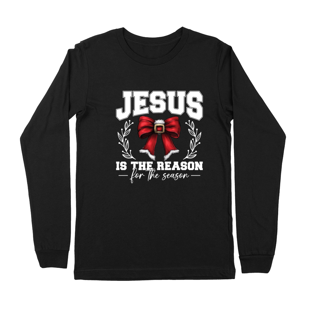 Jesus 18 The Reason Christian Christmas Bow 02 Premium Long Sleeve