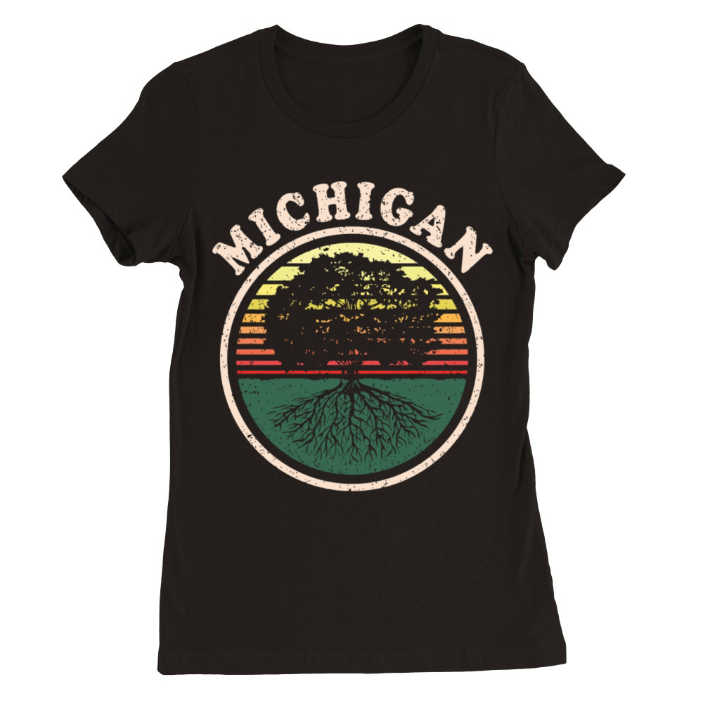 Michigan Vintage Sunset Roots Outdoors Souvenir Premium Womens Crewneck T-shirt