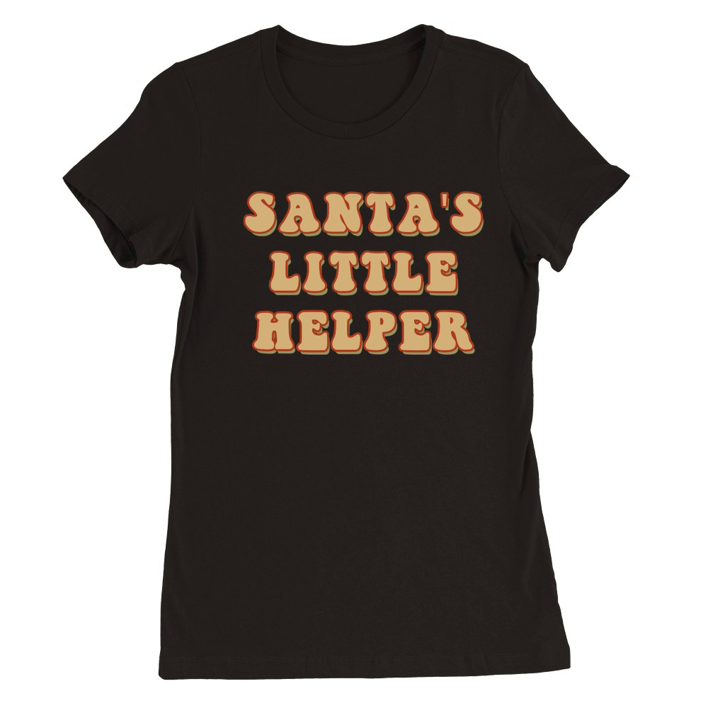 Santas Little Helper Retro Brown Premium Womens Crewneck T-shirt
