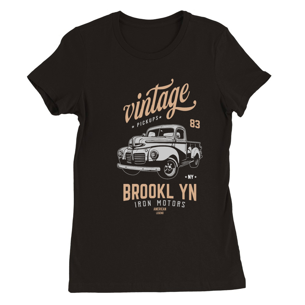 Vintage Classic Hotrods Vector Premium Womens Crewneck T-shirt