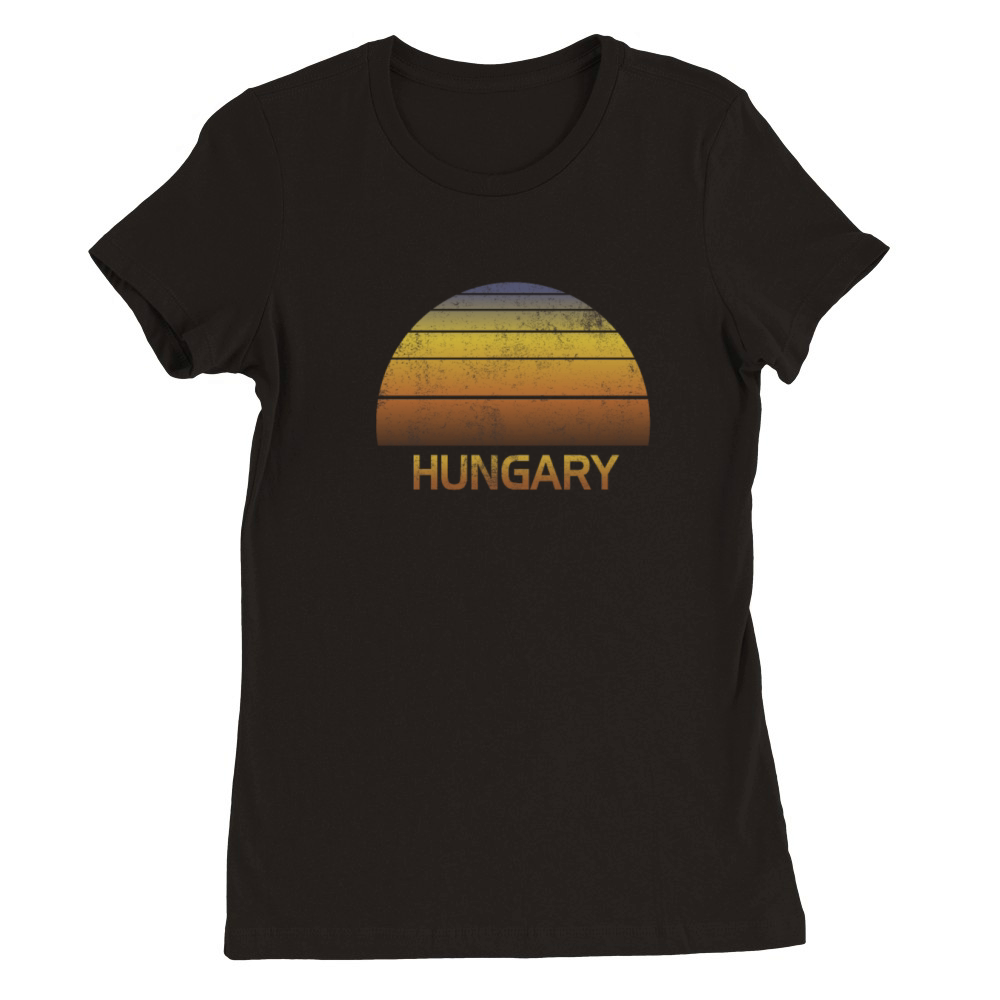 Vintage Sunset Hungary Family Vacation Souvenir Premium Womens Crewneck T-shirt