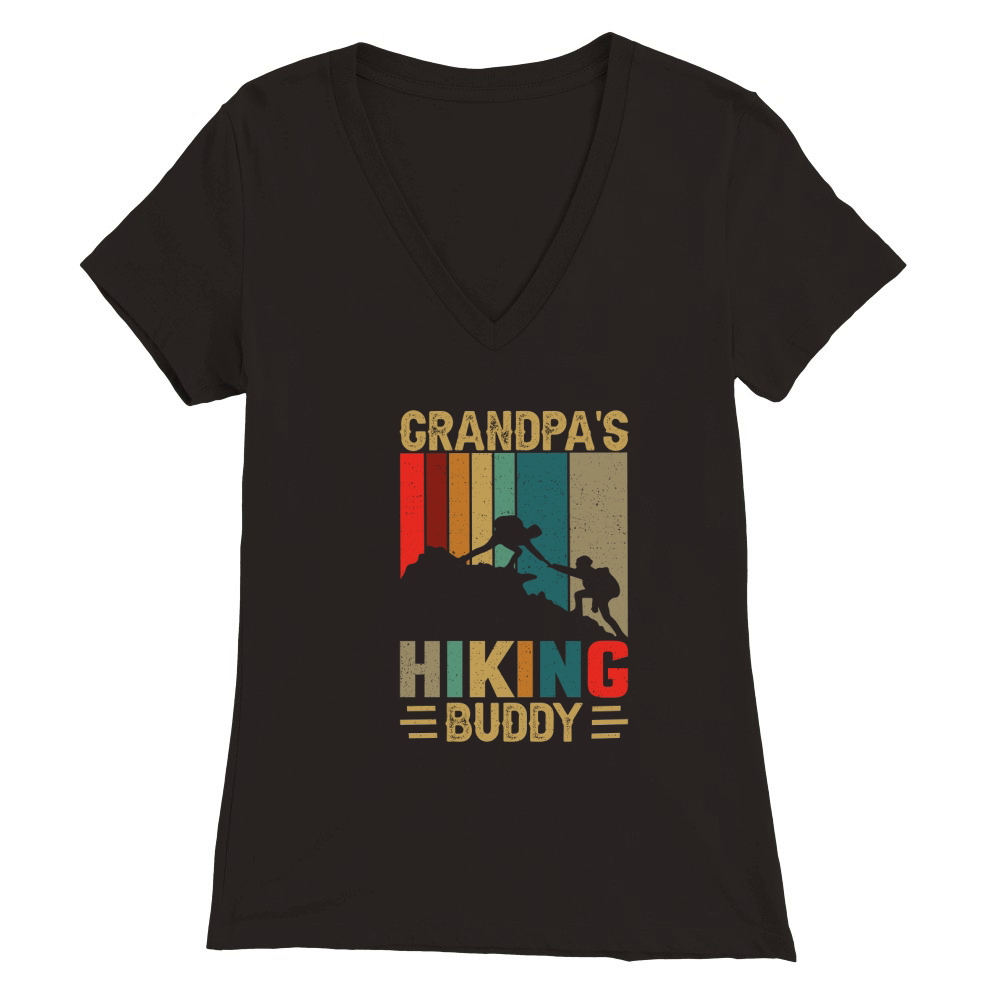 GRANDPAS HIKING BUDDY Premium Womens V-Neck T-shirt