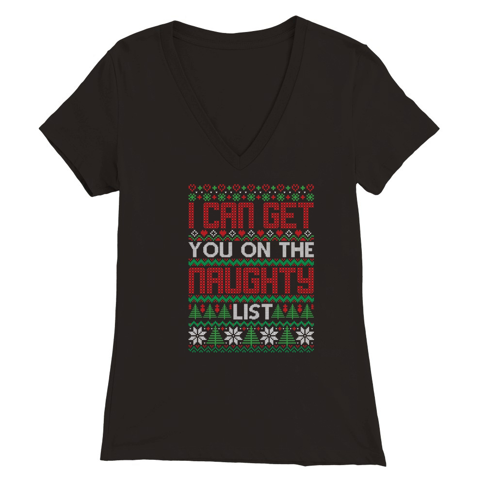 I Can Get You On The Naughty List Ugly Christmas Premium Womens V-Neck T-shirt