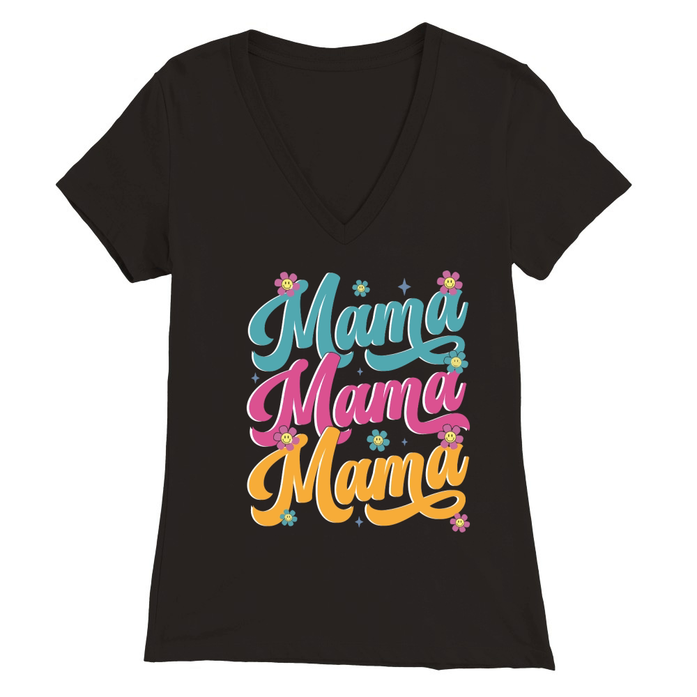 Mothers Day Mama Flowers Premium Womens V-Neck T-shirt