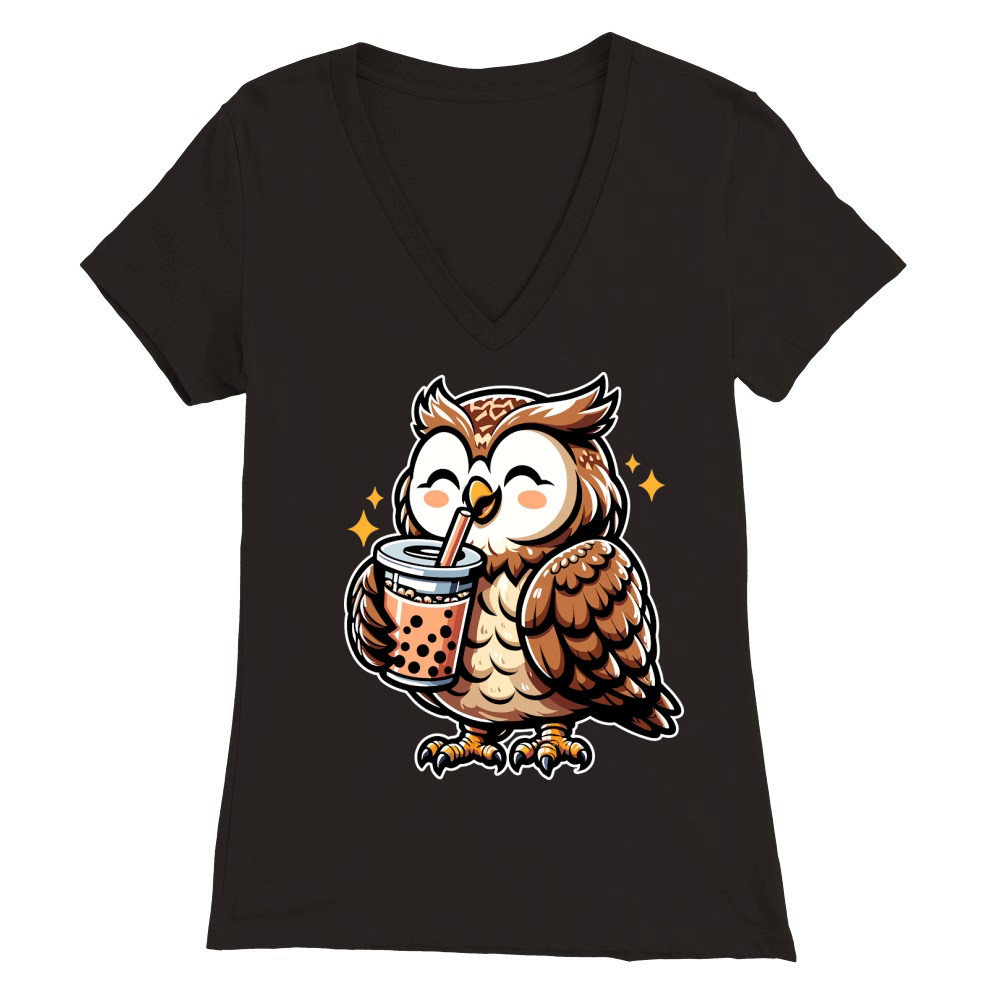 owl BOBA TEA 2 Premium Womens V-Neck T-shirt