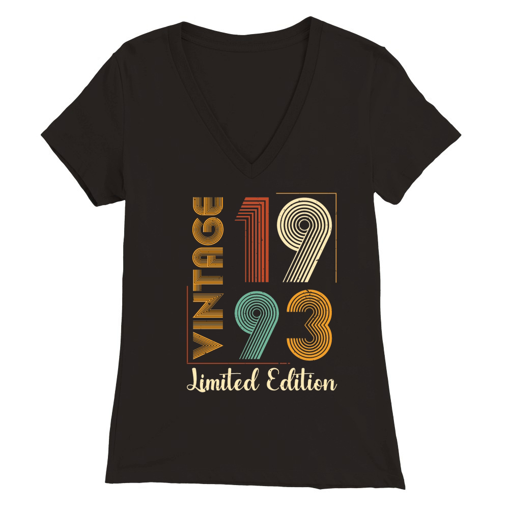 Vintage 1993 Limited Edition Birthday T Shirt Design (1) Premium Womens V-Neck T-shirt