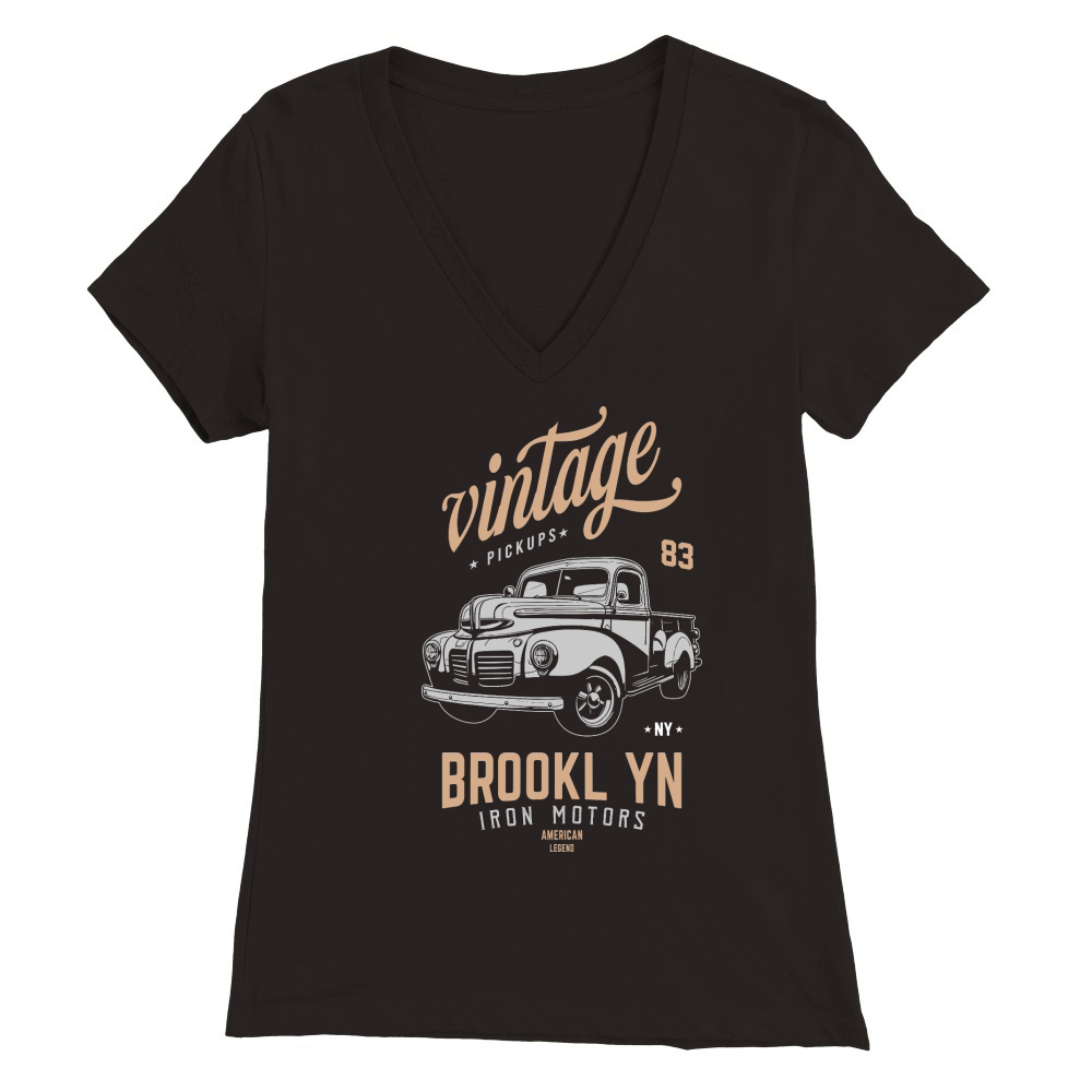 Vintage Classic Hotrods Vector Premium Womens V-Neck T-shirt