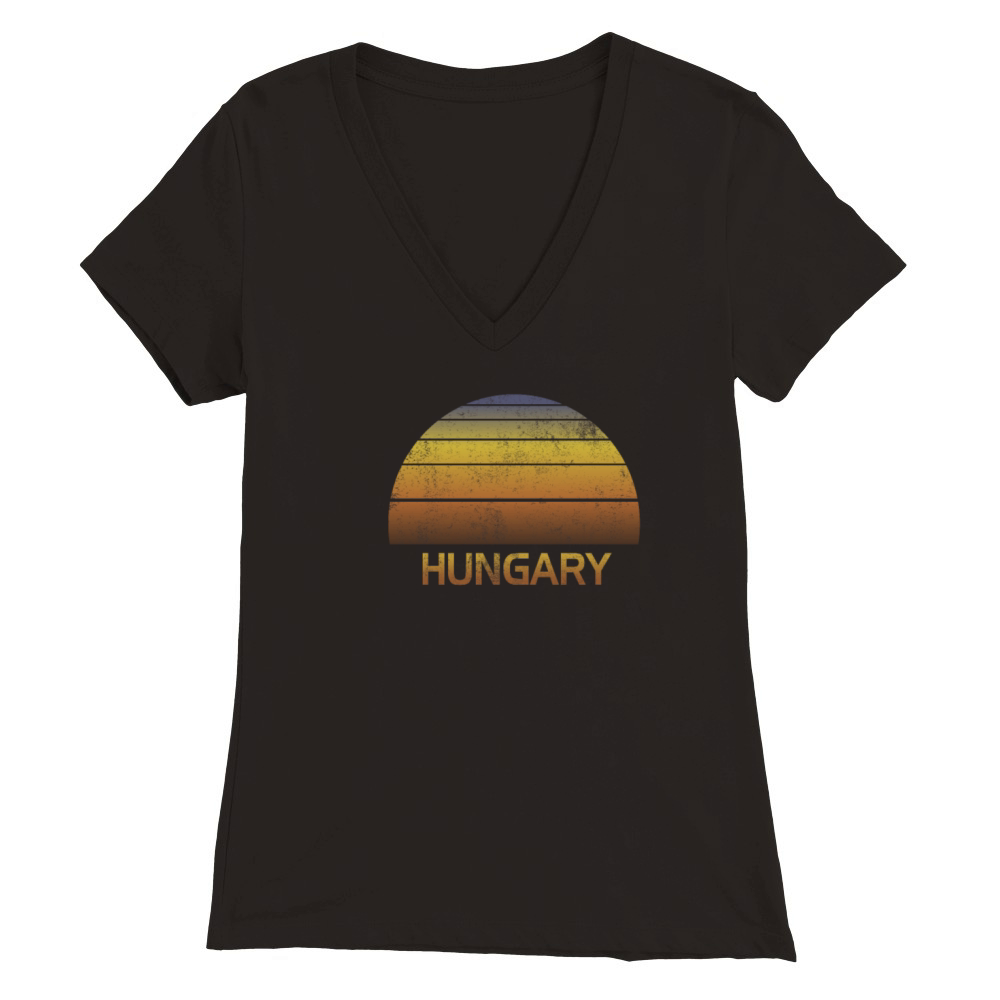 Vintage Sunset Hungary Family Vacation Souvenir Premium Womens V-Neck T-shirt