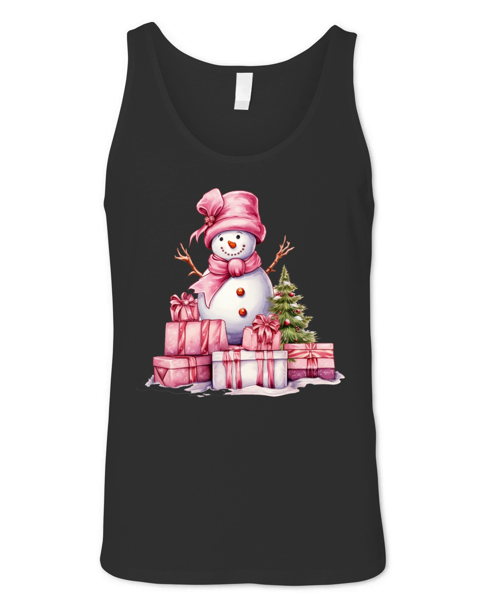 Christmas Pink Snowman Unisex Jersey Tank