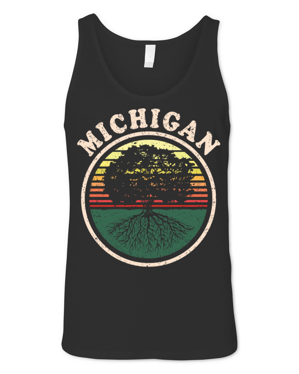 Michigan Vintage Sunset Roots Outdoors Souvenir Unisex Jersey Tank