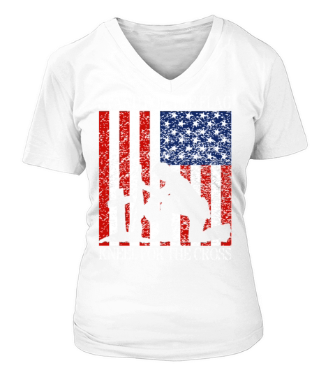I Stand For The Flag And Kneel For The Cross Tee V-neck T-Shirt Woman