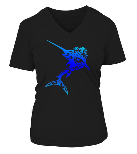 Maori Swordfish Polynesian Tribal Tattoo Gift Idea V-neck T-Shirt Woman