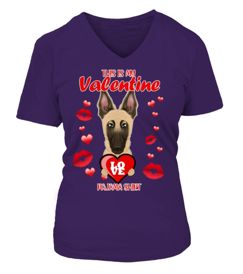 This Is My Valentine Pajama I Malinois V-neck T-Shirt Woman
