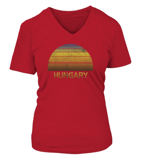 Vintage Sunset Hungary Family Vacation Souvenir V-neck T-Shirt Woman
