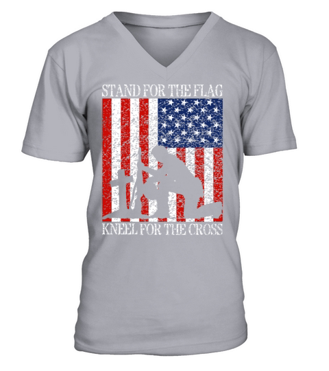I Stand For The Flag And Kneel For The Cross Tee V-Neck T-shirt